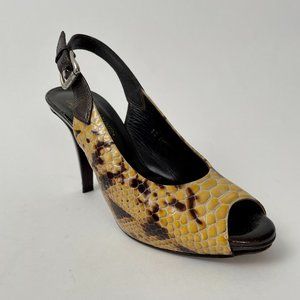 Donald J. Pliner Zofia Snake Print Patent Leather Slingback Heels Pumps, 7.5